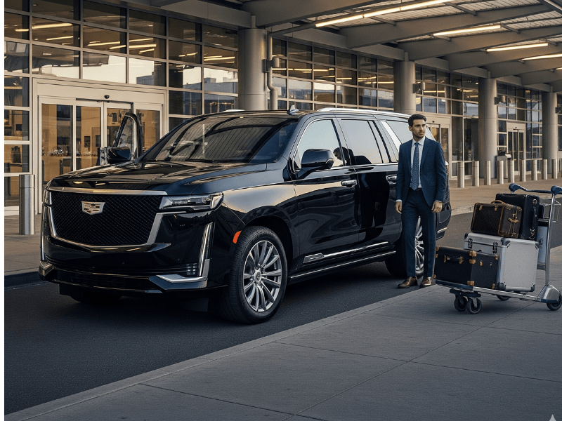 cadillac escalade parked by entrance of the airport (1)